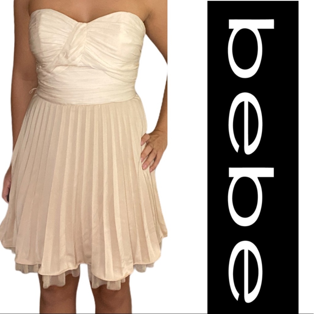 Bebe Corsican Colorblock Pleated A-Line Mini Dress